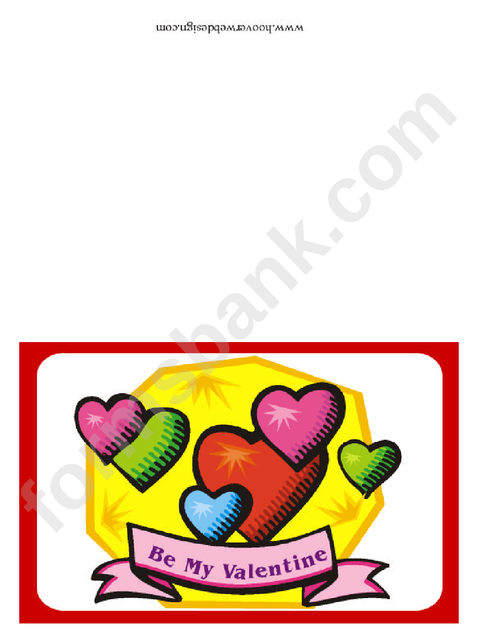 Be My Valentine Greeting Card Template printable pdf download
