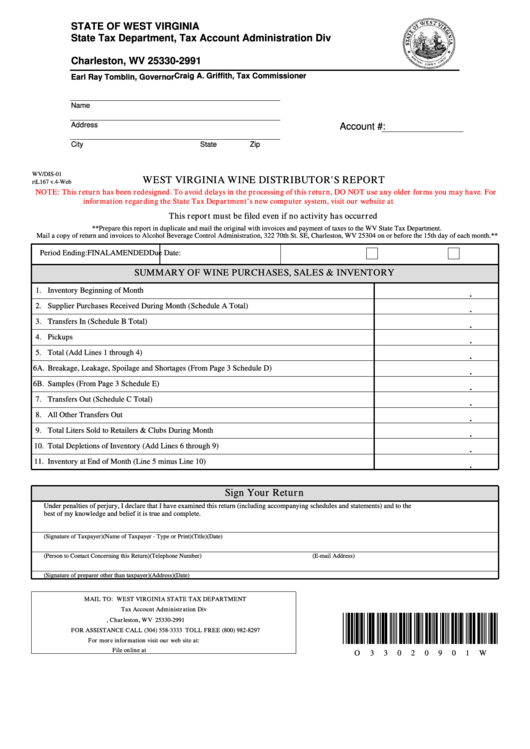 Wine Distributor'S Report Form printable pdf download