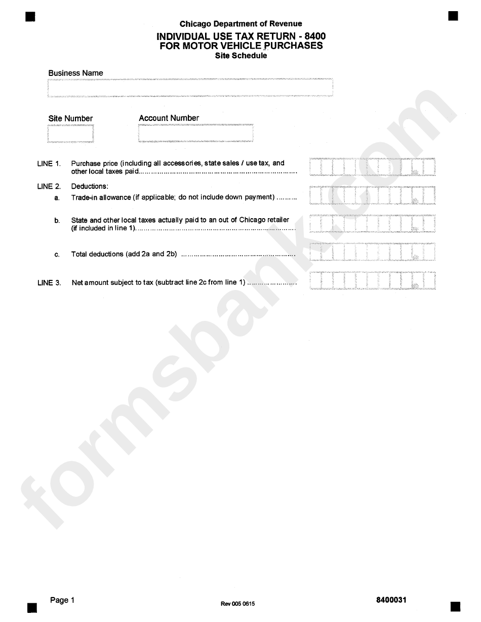 Form 8400 Individual Use Tax Return For Motor Vehicle Purchases