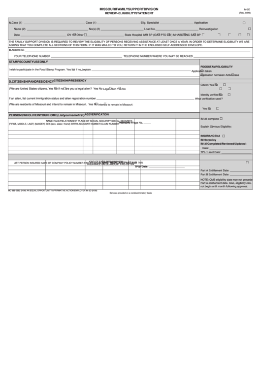Form Im2d ReviewEligibility Statement printable pdf download