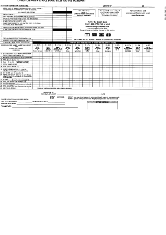 Sales And Use Tax Report Form Livingston Parish printable pdf download