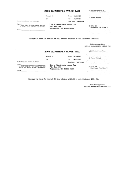 2005 Quarterly Wage Tax Form Ohio printable pdf download