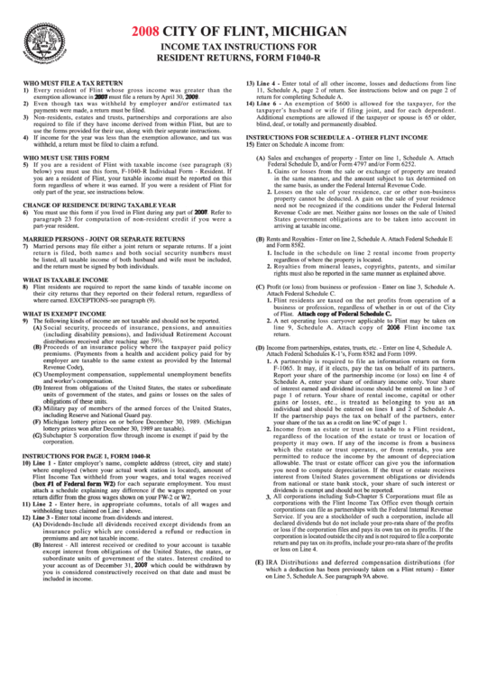 f1040 2023 schedule 1 instructions Tax Instructions For Resident Returns, Form F1040R City Of