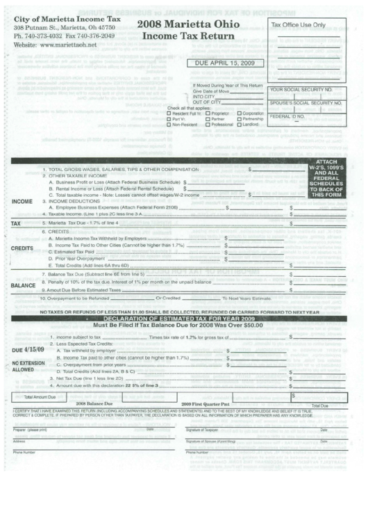 Tax Return Form City Of Marietta 2008 printable pdf download