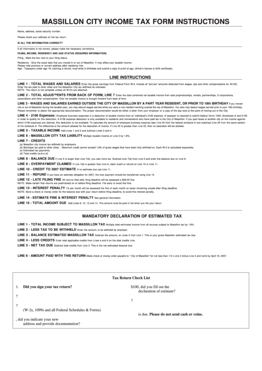 Massillon City Tax Form Instructions printable pdf download