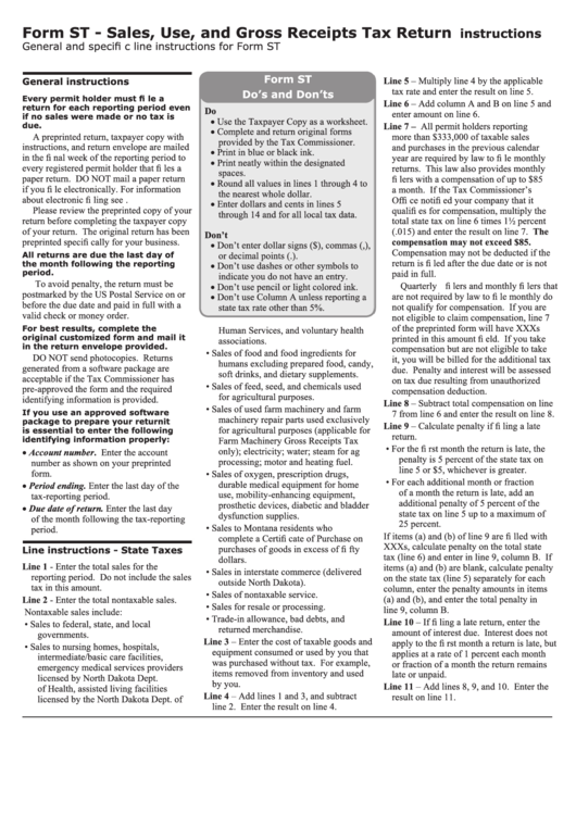 Form St Sales, Use, And Gross Receipts Tax Return Instructions