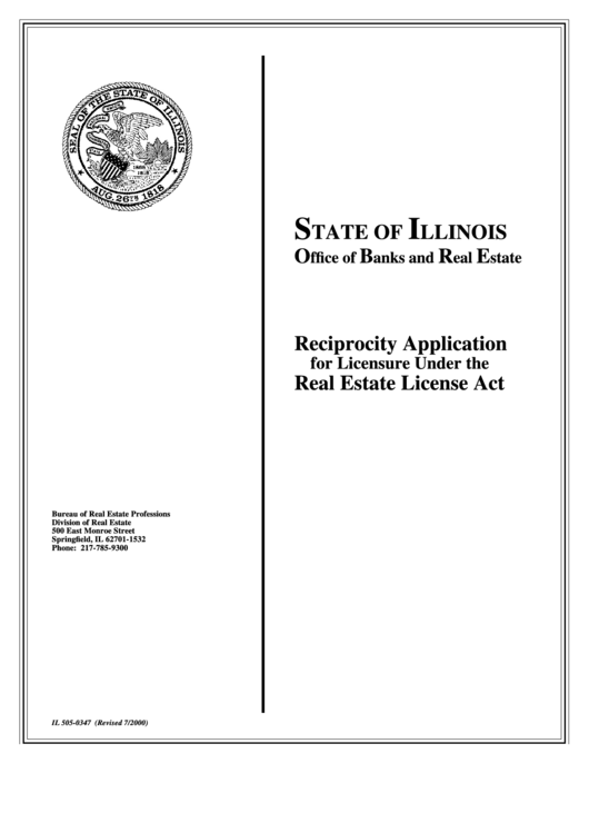 Form Il 5050347 Reciprocity Application Office Of Banks And Real