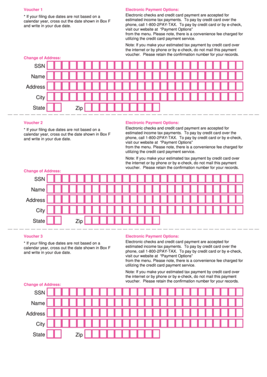 Fillable Oklahoma Individual Estimated Tax Declaration Voucher Form