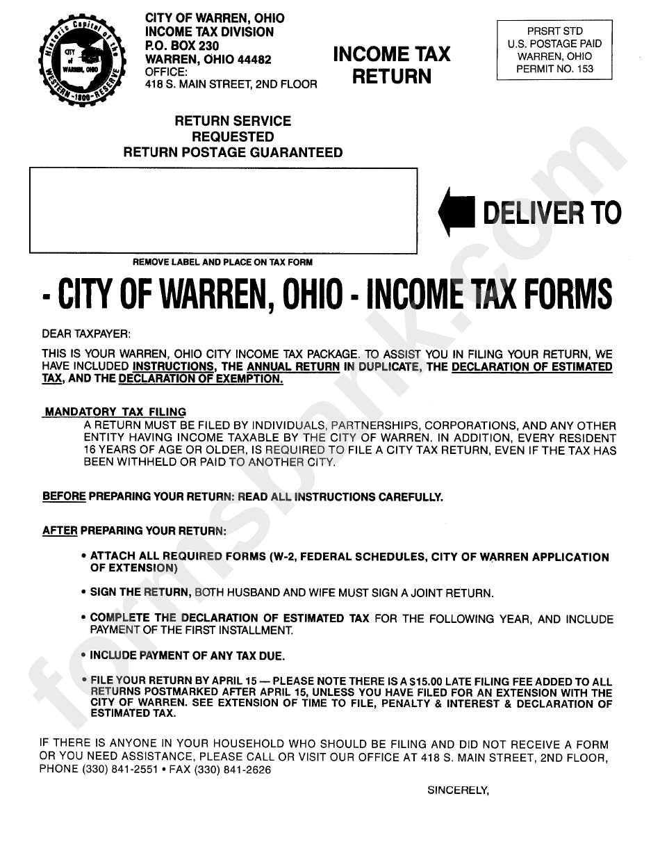 Ohio Tax Return Form printable pdf download