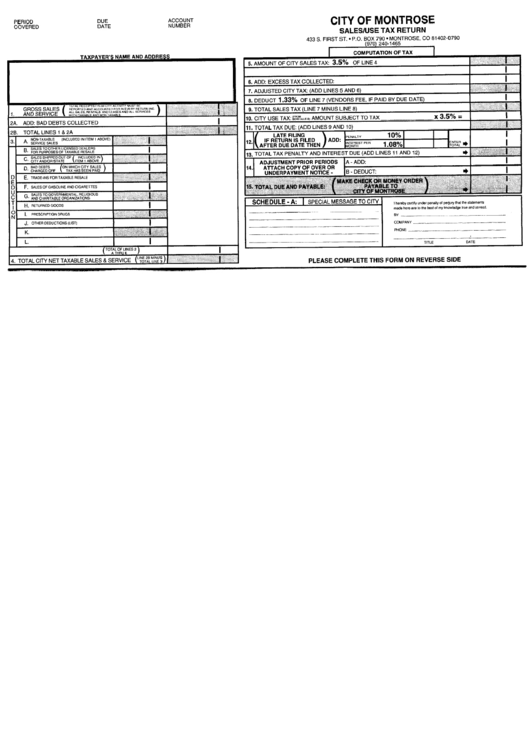 Sales/use Tax Return City Of Montrose printable pdf download