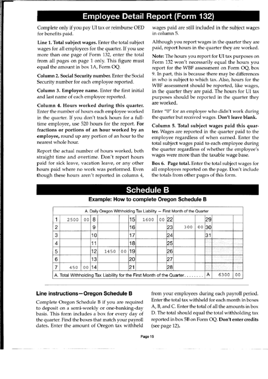 Instructions For Employee Detail Report Form 132 printable pdf download
