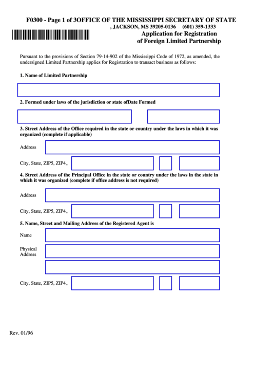 Fillable Form F0300 Application For Registration Of Foreign Limited