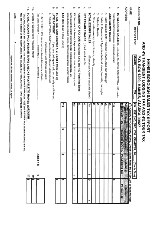 Sales Tax Report Form 4 Transient Lodging And 4 Tour Tax City Of