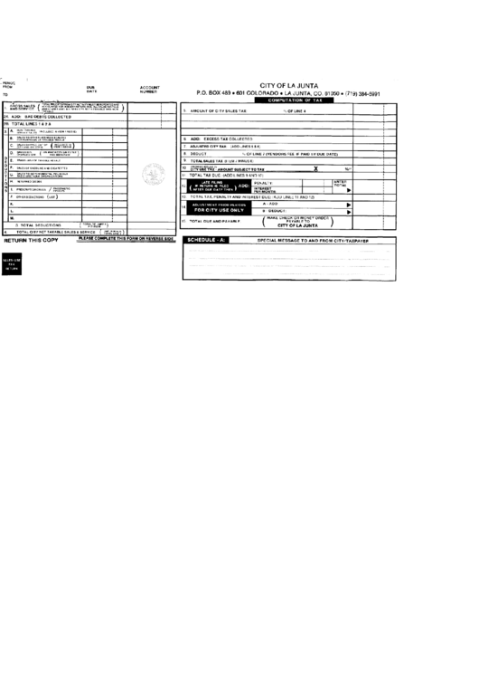Computation Of Tax City Of La Junta printable pdf download