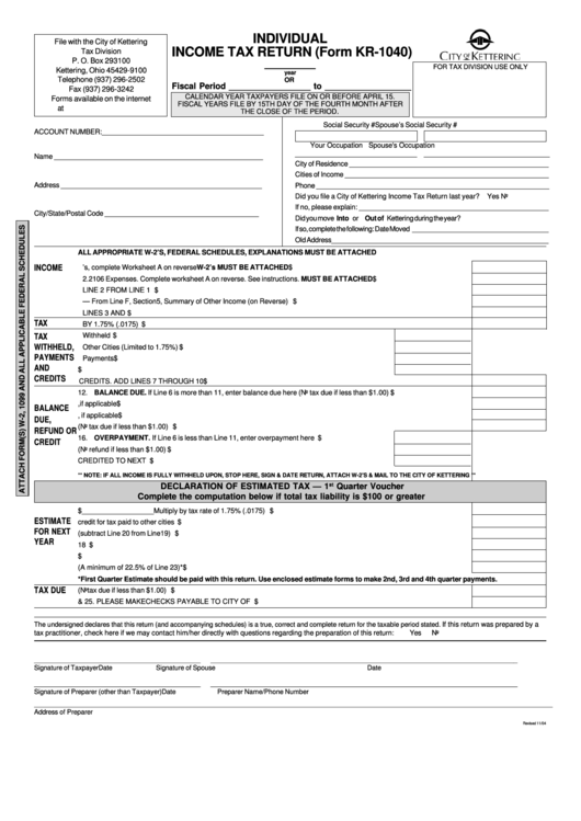 Fillable Form Kr1040 Individual Tax Form 2004 printable pdf(08)