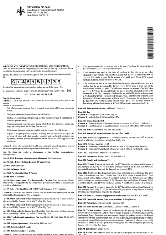 Sales/use And Parking Tax Return Form 8060 Instructions New Orleans Department Of Finance