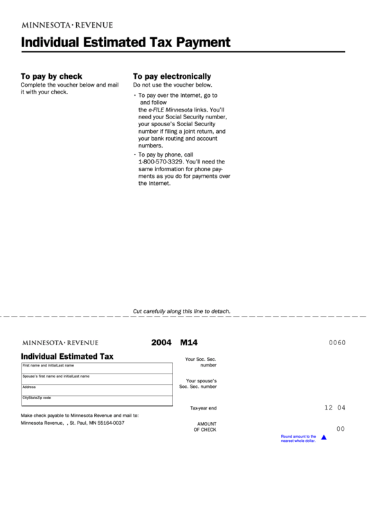 Fillable Form M14 Individual Estimated Tax Payment 2004 printable