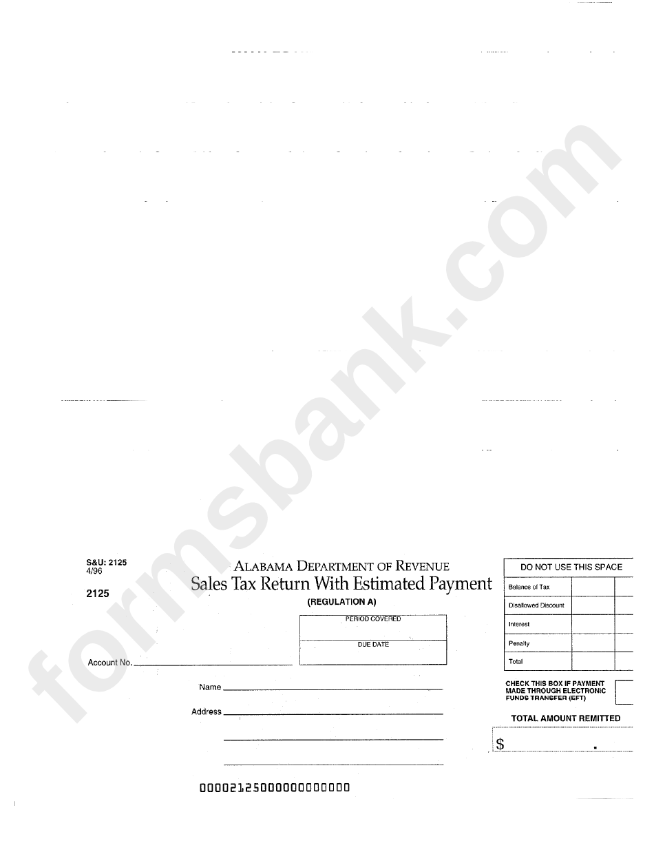 Form 2125 Sales Tax Return With Estimated Payment Alabama