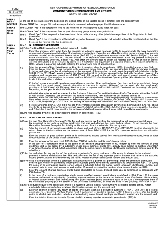 Form Nh1120We Combined Business Profits Tax Return New Hampshire