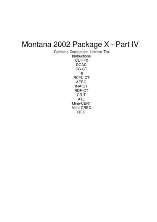 Montana Package X Part Iv 2002 printable pdf download