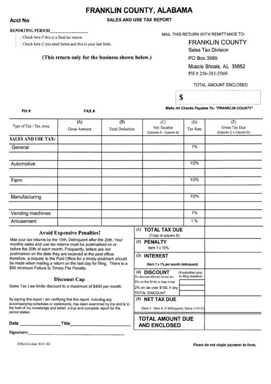 Top Franklin County, Al Tax Forms And Templates free to download in PDF