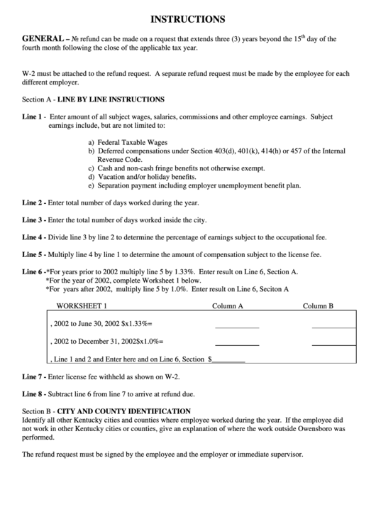 Instructions For Kentucky Taxable printable pdf download