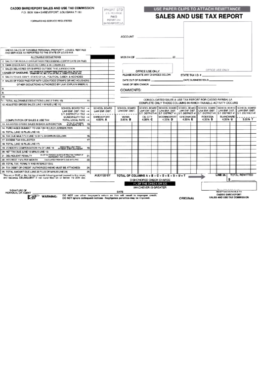 Sales And Use Tax Report Caddo Shreveport Sales And Use Tax