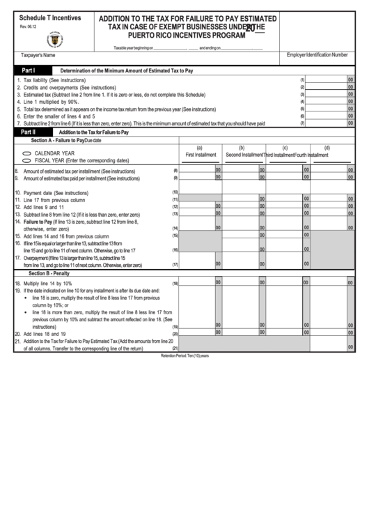 Schedule T Incentives Addition To The Tax For Failure To