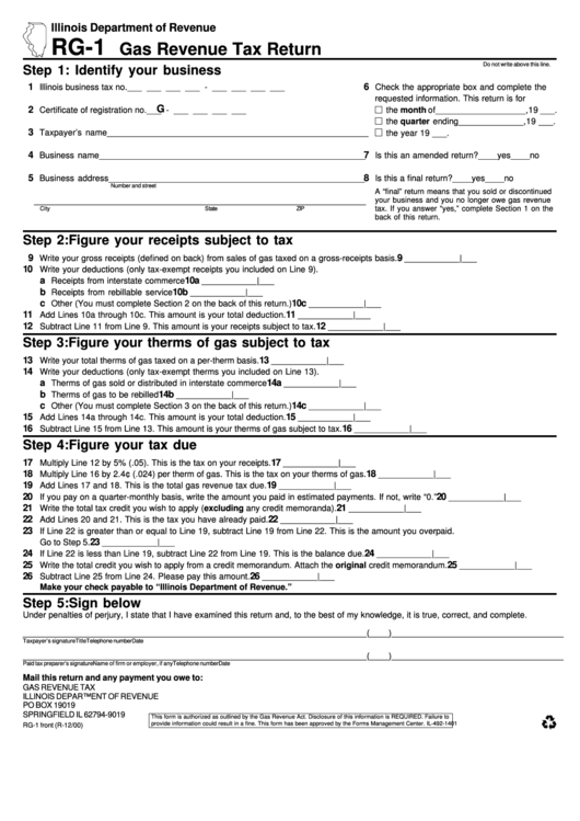 Form Rg1 Gas Revenue Tax Return Illinois Department Of Revenue