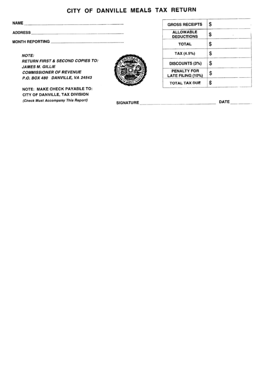 City Of Danville Tax Return Form printable pdf download