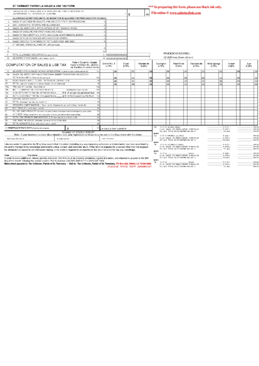 Form 1 St. Tammany Parish La Sales & Use Tax printable pdf download