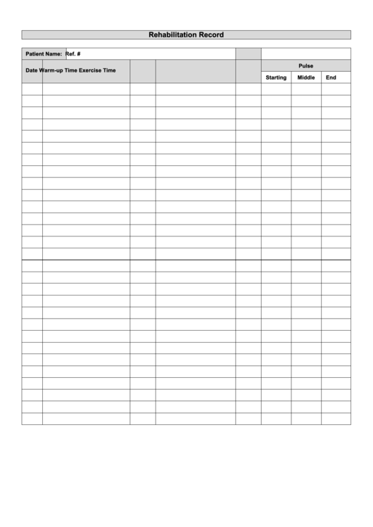 Rehabilitation Record printable pdf download