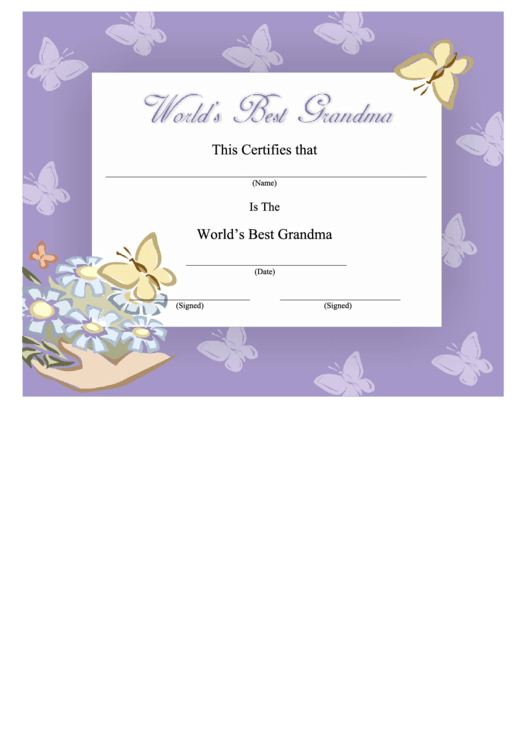 World'S Best Grandma Certificate Template printable pdf download