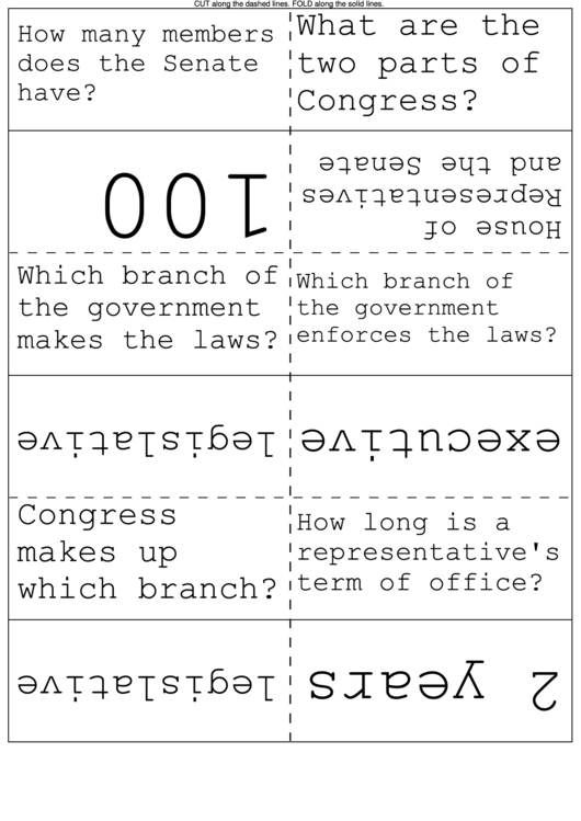 Branches Of U.s. Government Flash Cards printable pdf download