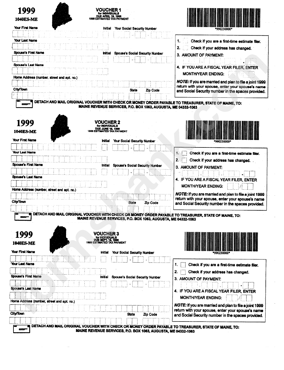 Fillable Form 1040esMe Voucher 1 For Individuals Estimated Tax