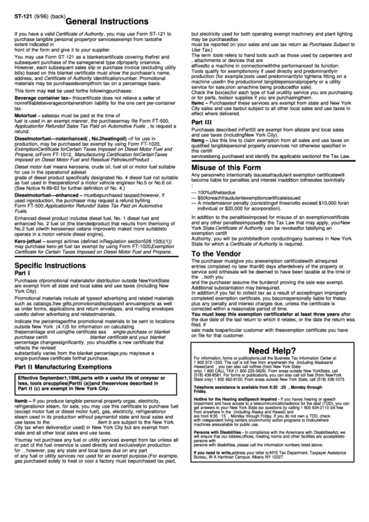 Instructions For Form St121 Department Of Taxation And Finance printable pdf download