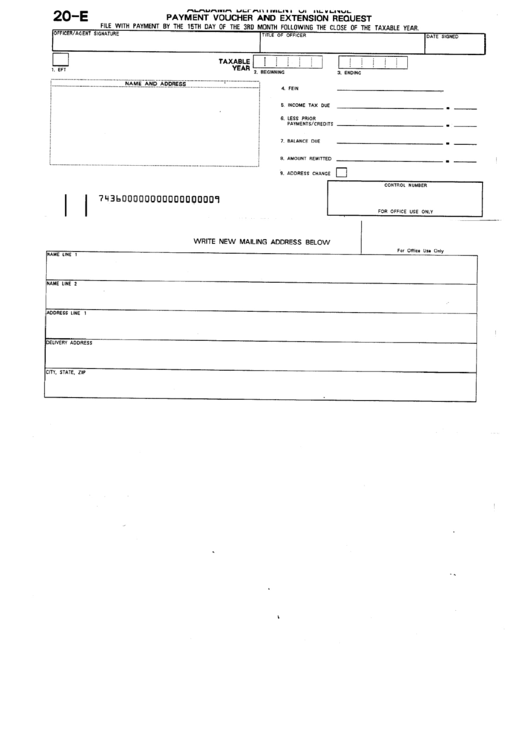 Fillable Form 20E Payment Voucher Extension Request Alabama