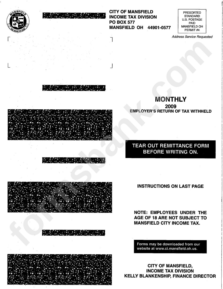 Employer'S Return Of Tax Withheld 2009 Ohio Tax Division