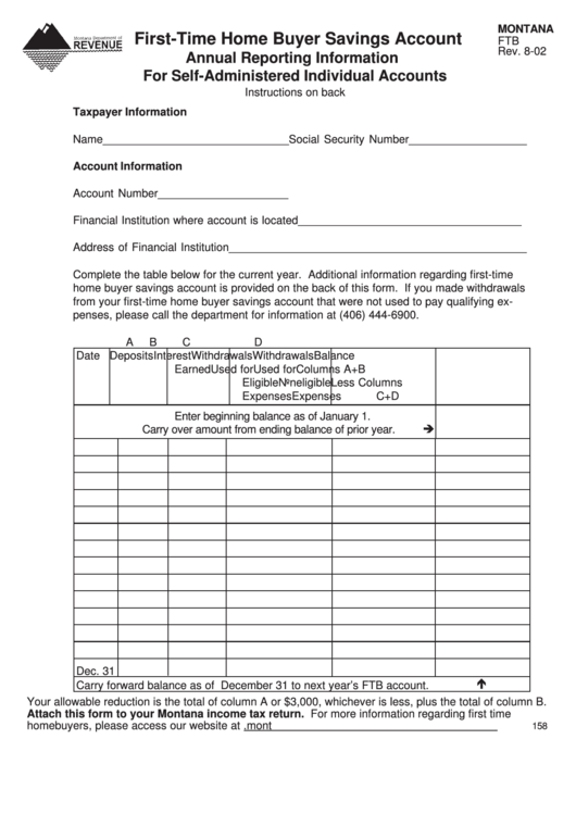 Form Ftb FirstTime Home Buyer Savings Account Annual Reporting