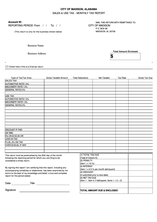 Top 6 Madison, Al Tax Forms And Templates free to download in PDF format