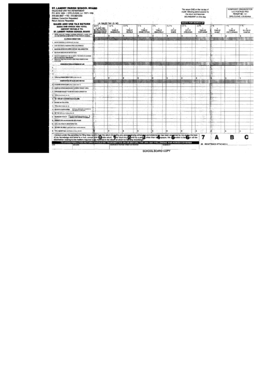 Sales And Use Tax Return St. Landry Parish School Board printable pdf download