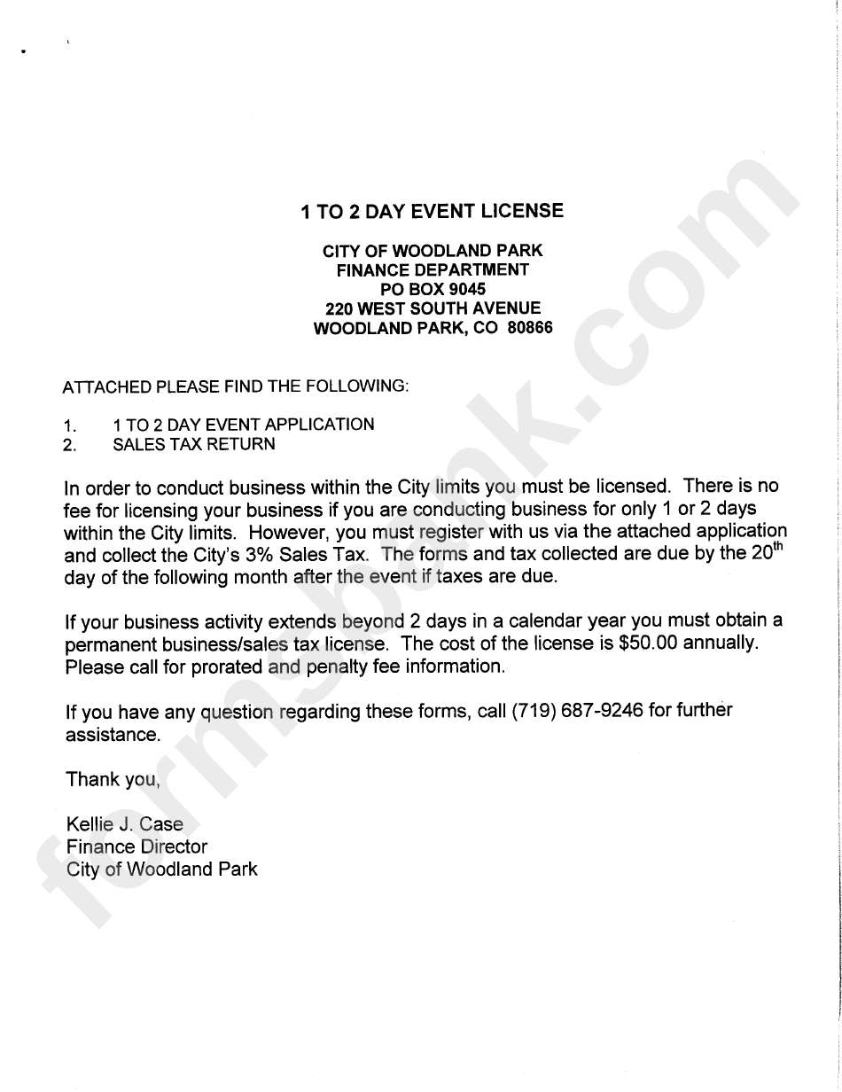 Instructions For Sales And Use Tax Returns City Of Woodland Park