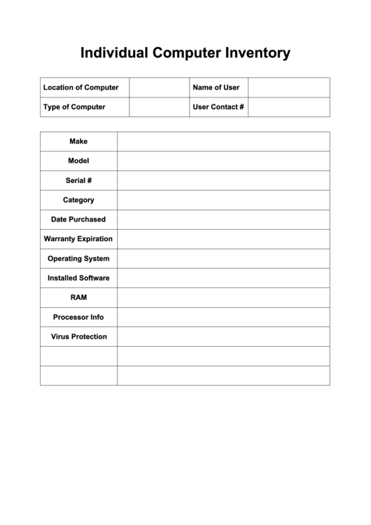 Individual Computer Inventory printable pdf download