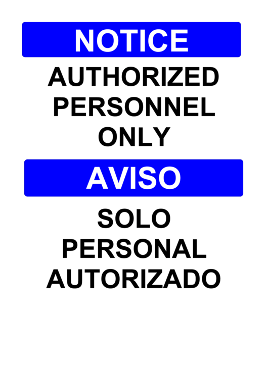 Notice Authorized Personnel Template printable pdf download