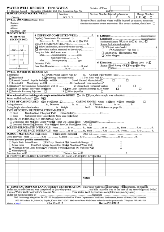 Kdhe Fillable Wwc 5 Form Printable Forms Free Online