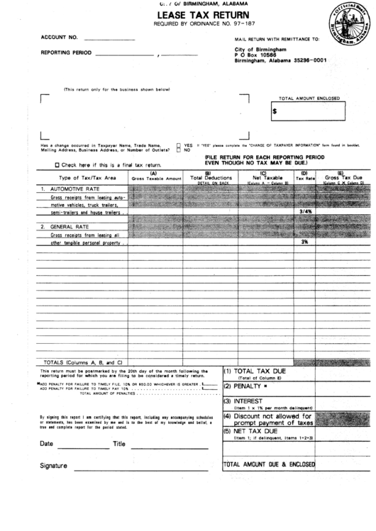 Lease Tax Return City Of Birmingham printable pdf download