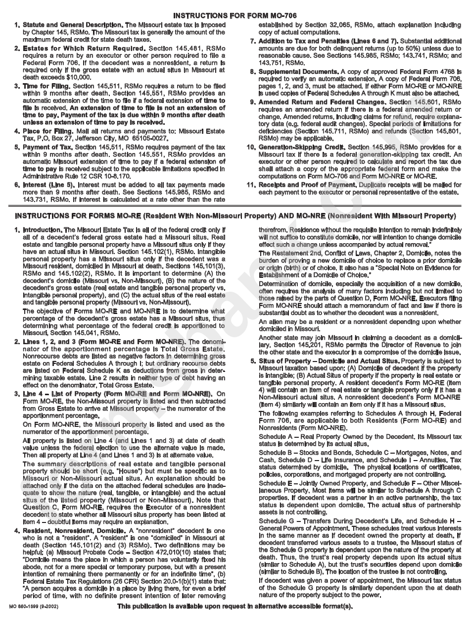 Instructions For Form Mo706 printable pdf download