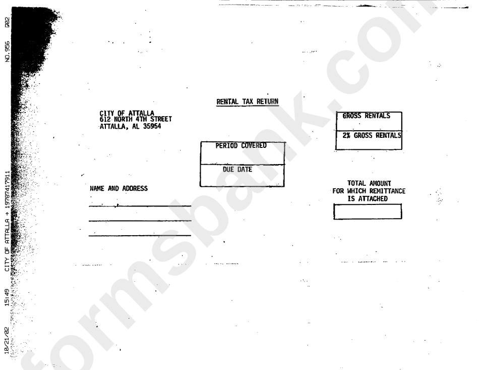 Rental Tax Return City Of Attalla printable pdf download