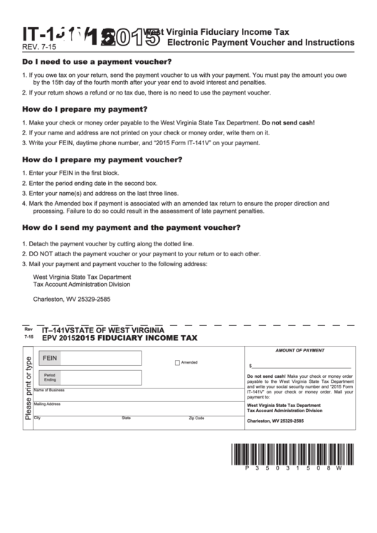 Form It141v West Virginia Fiduciary Tax