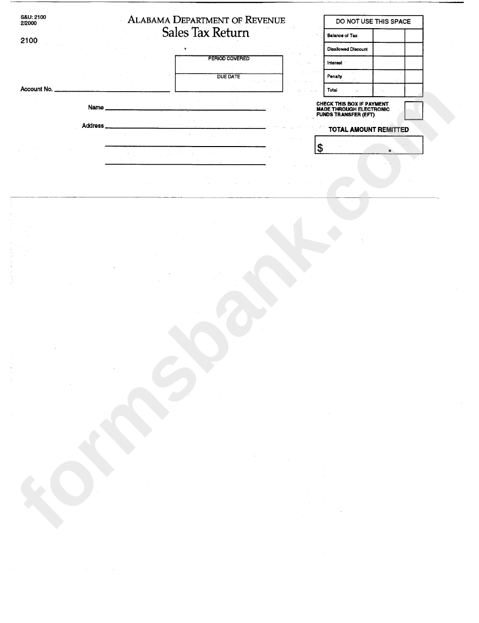 Form 2100 Sales Tax Return Alabama Department Of Revenue printable